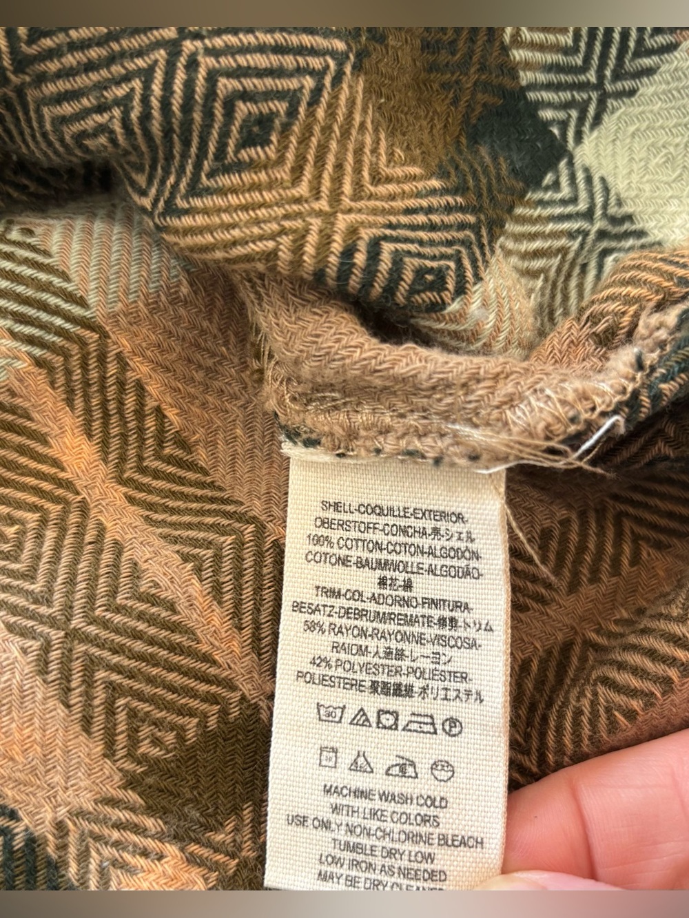 Free People Sz S Easy Street Cotton Oversized Brown Plaid Flannel Shirt Top - Picture 11 of 11